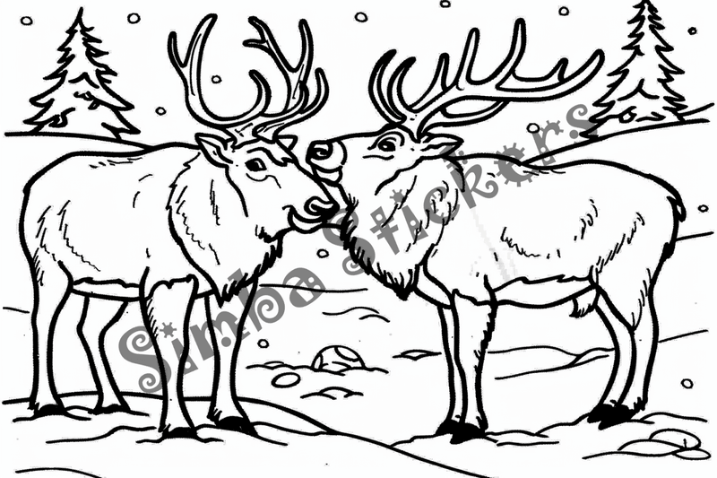 Colouring pages, bundle of elks, 10 images
