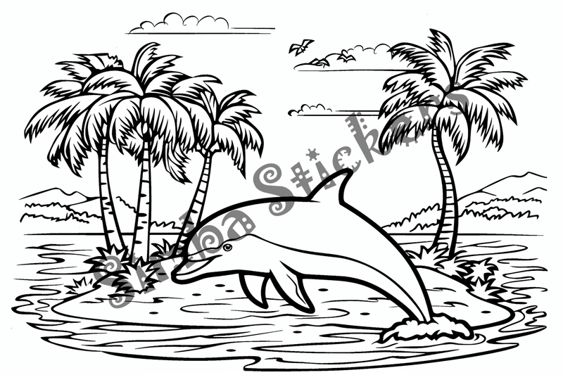 Colouring pages, bundle of dolphins, 25 images