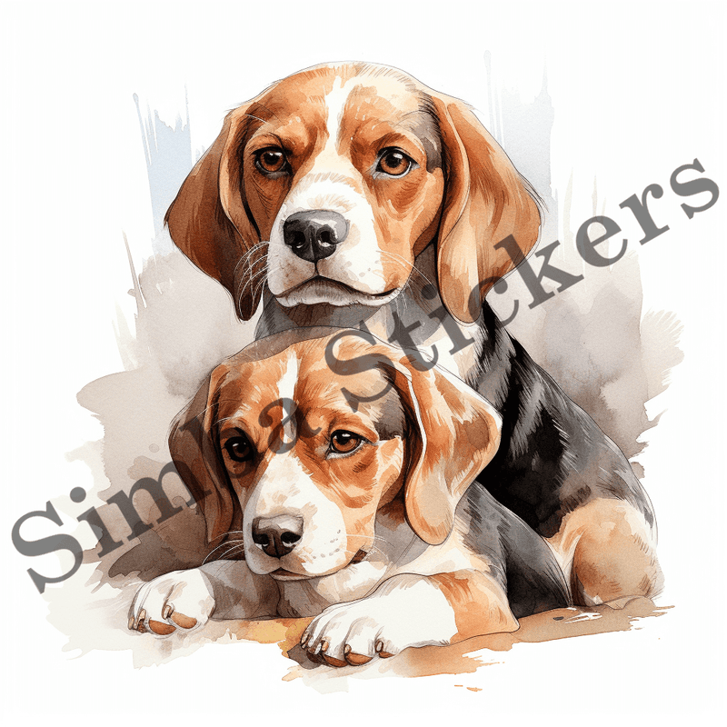 Beagle dogs cuddling, image set, 10 images