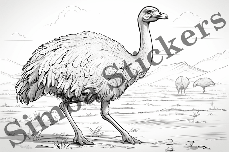Colouring pages, Bundle of ostriches, 10 images