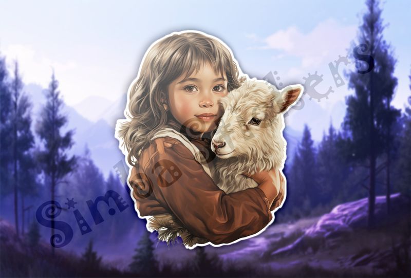 Goat kid held by  girl of Asian origin