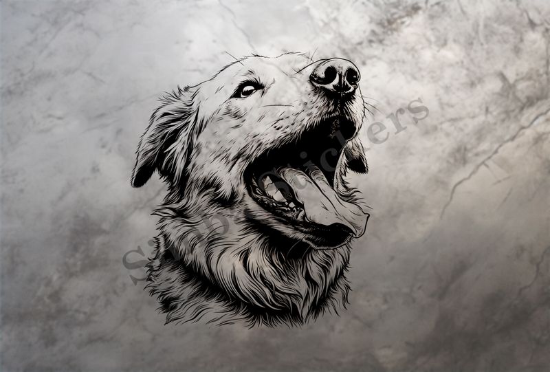 Dog panting, outline art, nejznf