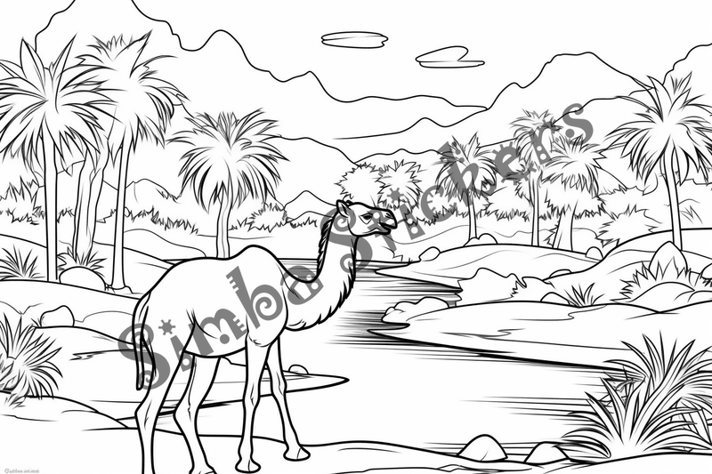 Colouring pages, bundle of singular camels, 10 images