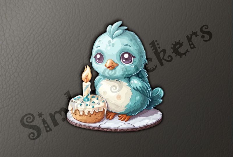 Melancholic Chick about to blow out birthday candle
