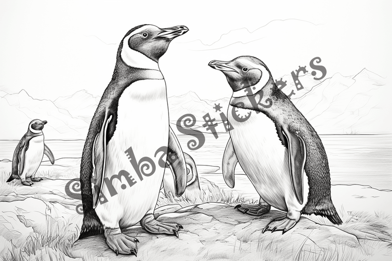 Colouring pages, bundle of penguins, 25 images