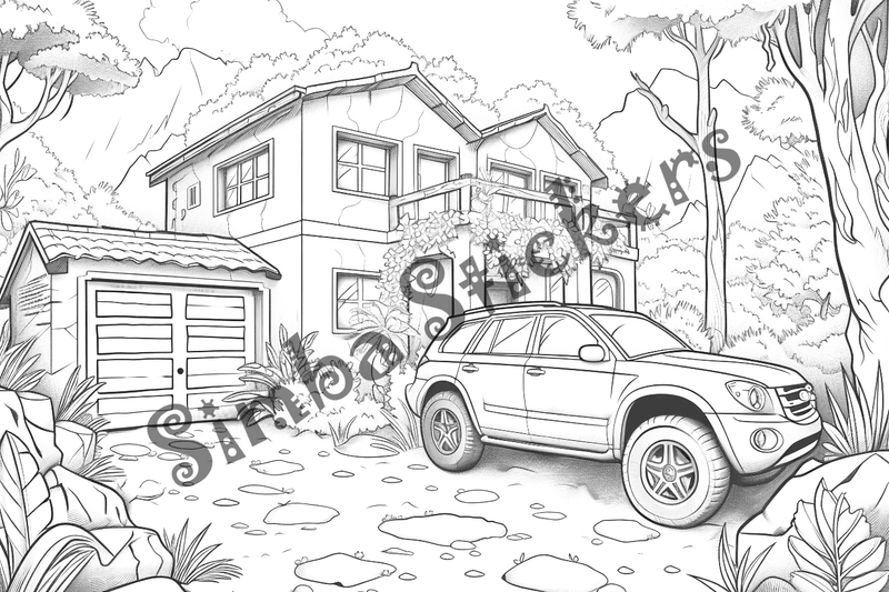 Colouring pages, bundle of houses, 25 images 2