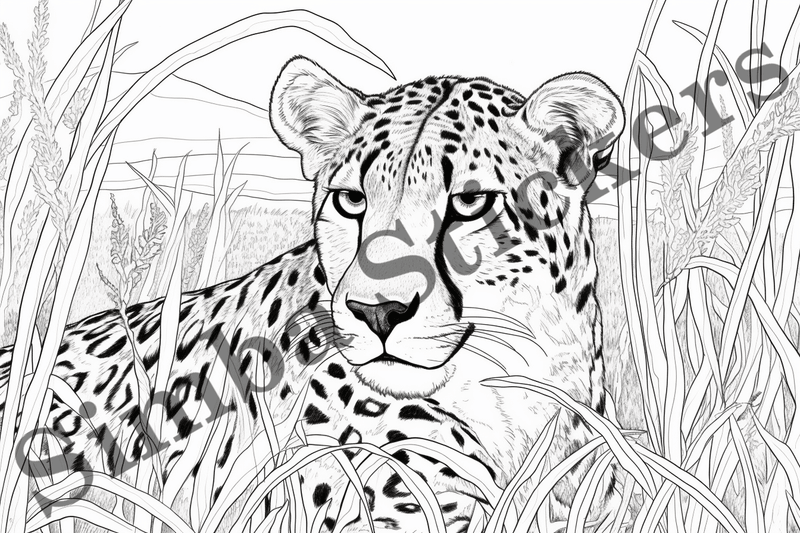 Colouring pages, Bundle of cheetahs, 25 images