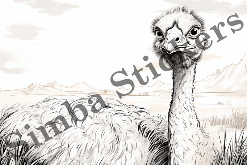 Colouring pages, Bundle of ostriches, 25 images