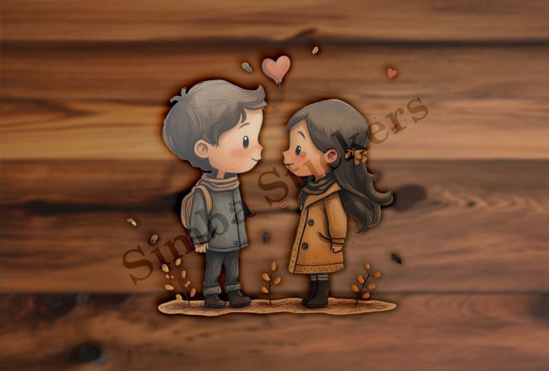 Boy and girl in love, romantic hearts
