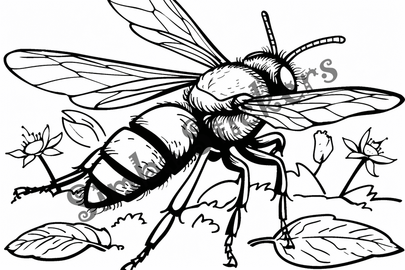 Colouring pages, bundle of single bees, 10 images