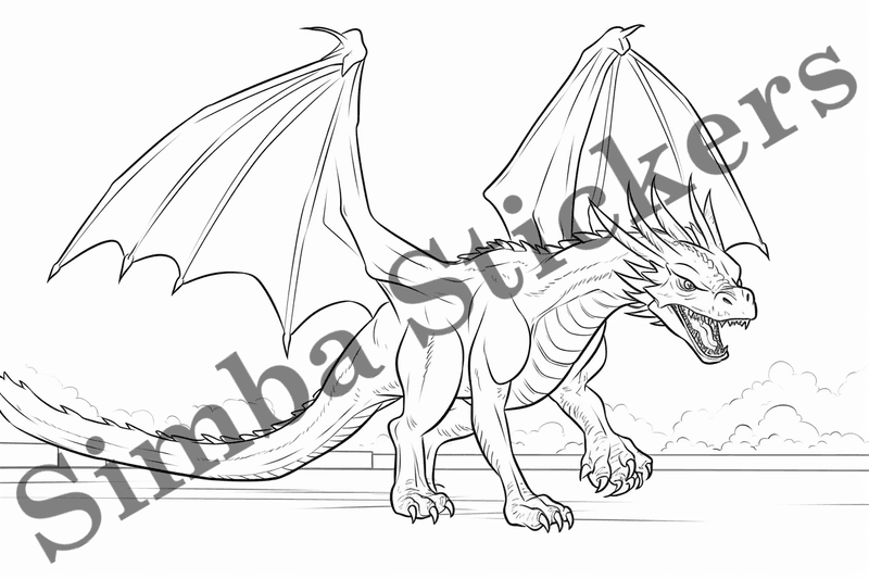 Colouring pages, bundle of dragons, simple, 10 images