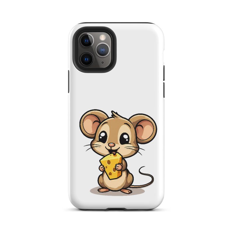 Tough Case for iPhone, Small Mouse happily licking large chunk of cheese, pqapy6