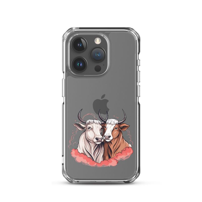 Clear Case for iPhone, Bull and cow, romantic, reddish clouds, qoucds