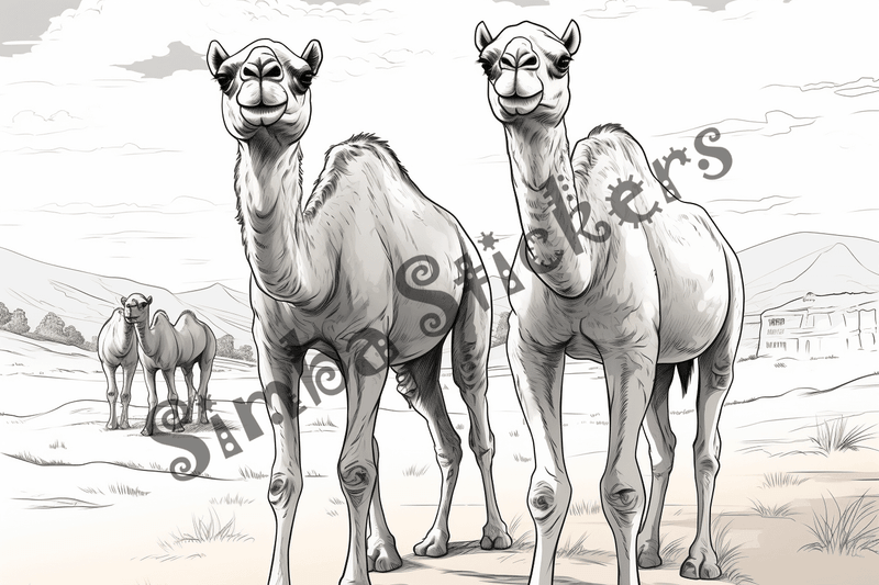 Colouring pages, bundle of camels, 25 images 2