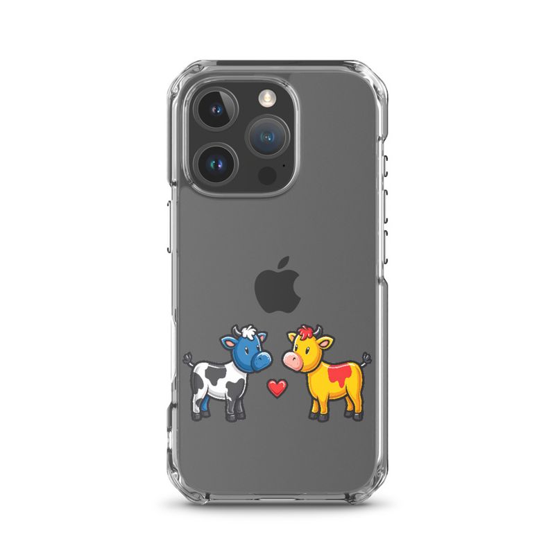 Clear Case for iPhone, Cattle, bull and cow in love, both colourful, zbyzzs