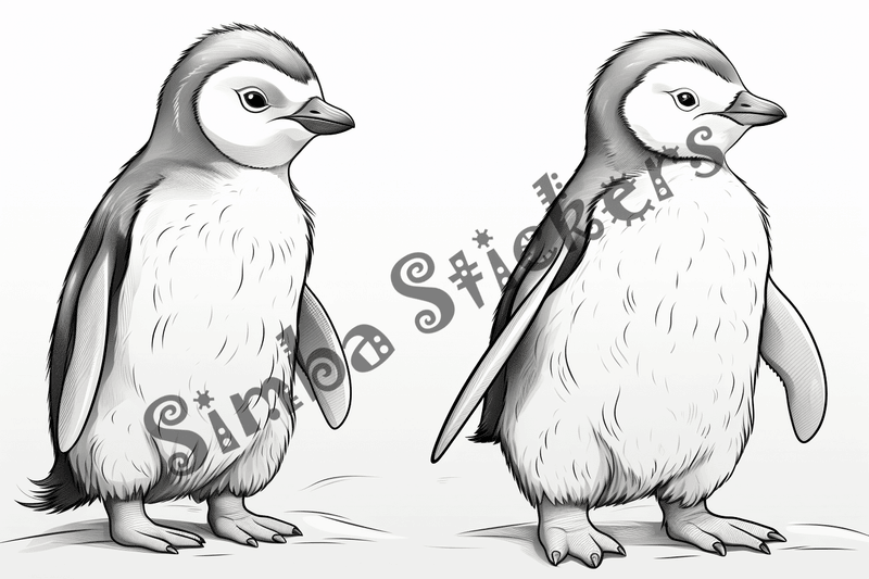 Colouring pages, bundle of penguins, 25 images