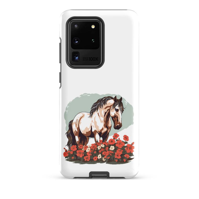 Tough Case for Samsung, Brown horse in field of red flowers, n4w2fj