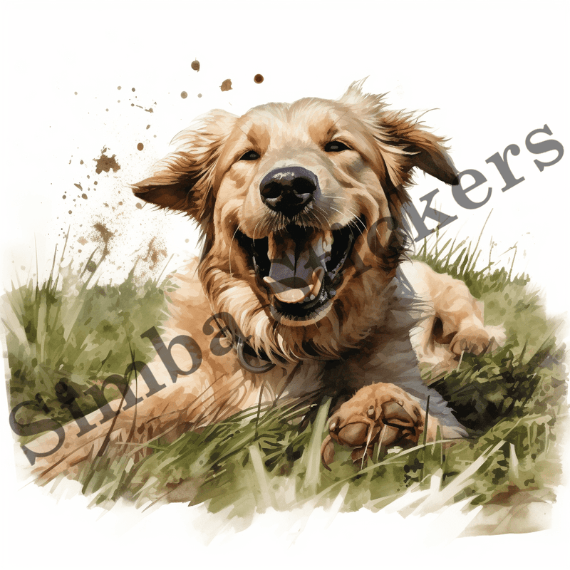 Dog in greed grass, image set, 10 images