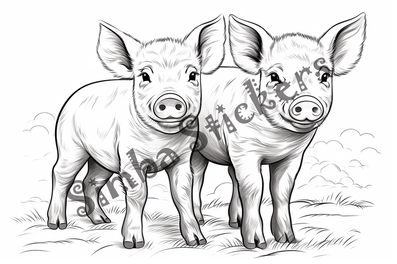 Colouring pages, bundle of pigs in love, 10 images