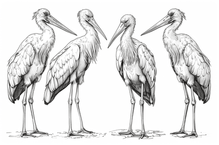 Colouring pages, bundle of marabou storks 2, 25 images