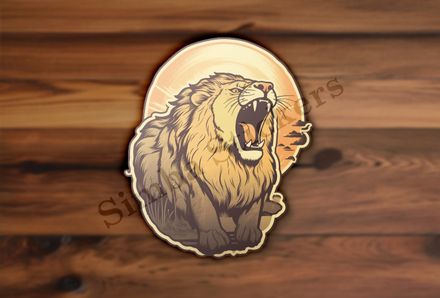 Male lion roaring majestically