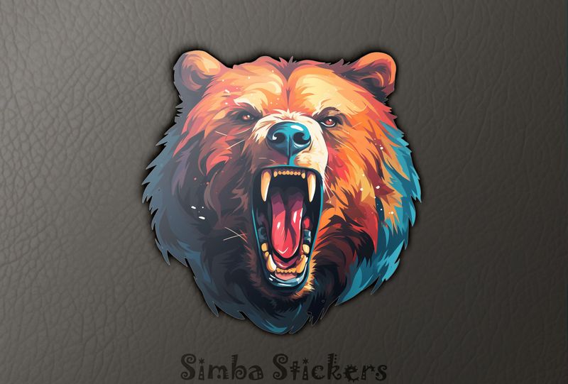 Bear growling, warm colours, watercolour, 2onpxz