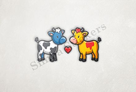 Cattle, bull and cow in love, both colourful, zbyzzs