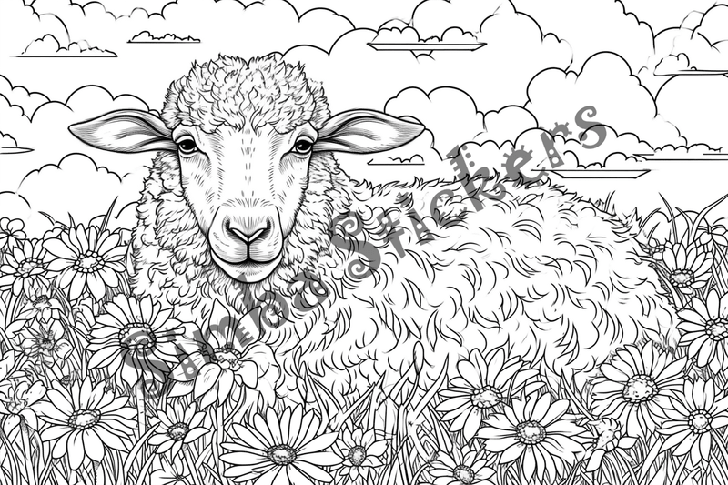 Colouring pages, bundle of sheep, 25 images 2