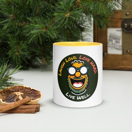 Laugh Loud. Love Hard. Live Well White Ceramic Mug with Color Inside