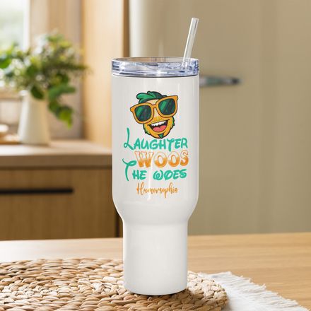 Laughter Woos the Woes Travel Mug