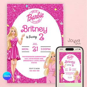 Barbie pink Birthday Invitation Fashion Doll Birthday Party