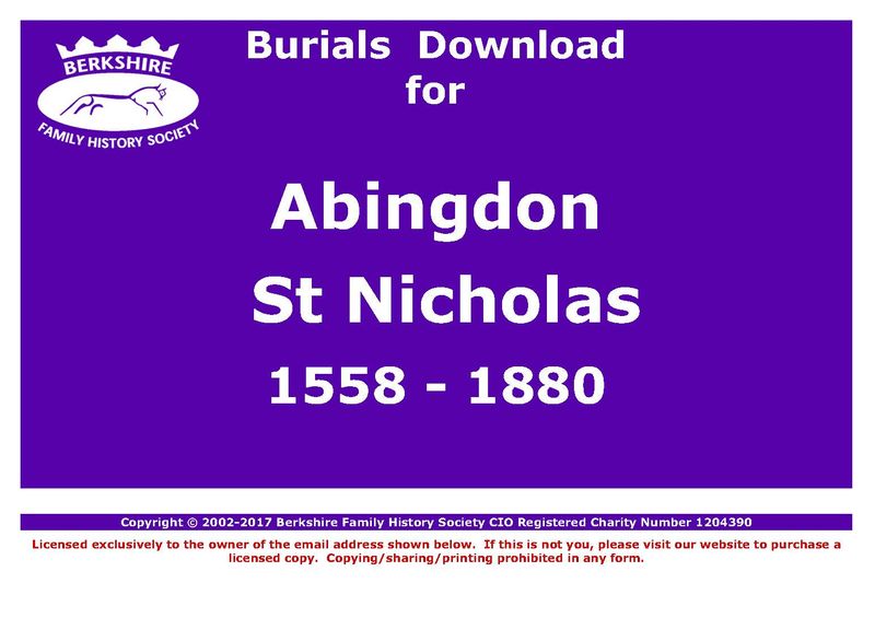 Abingdon St Nicholas Burials 1558-1880 (Download) D1004
