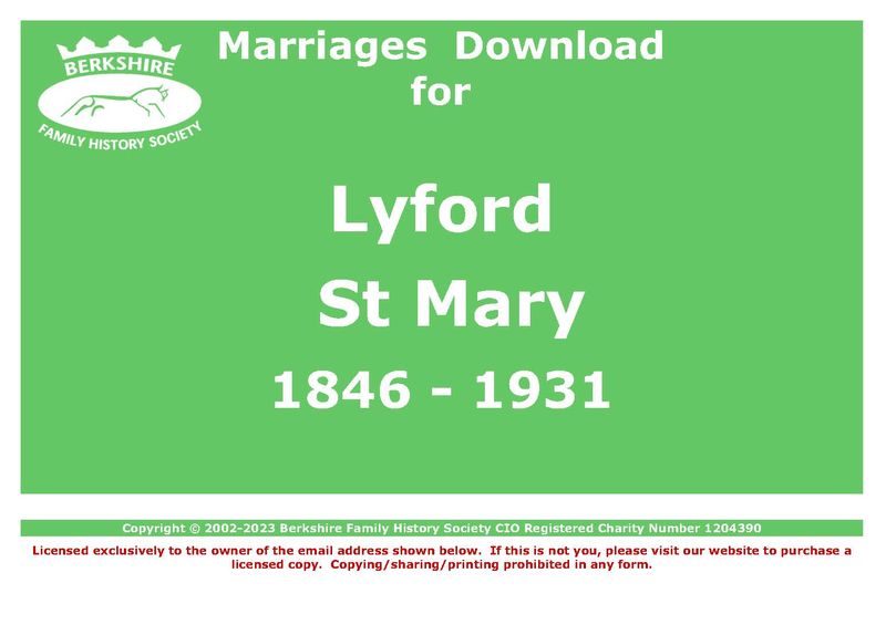 Lyford St Mary Marriages 1846-1931 (Download) D1567