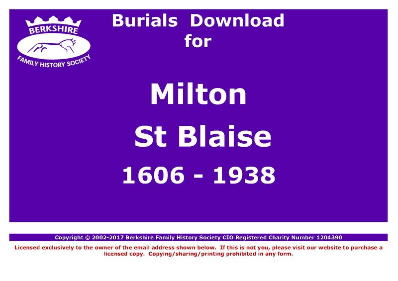 Milton St Blaise Burials 1606-1938 (Download) D1139