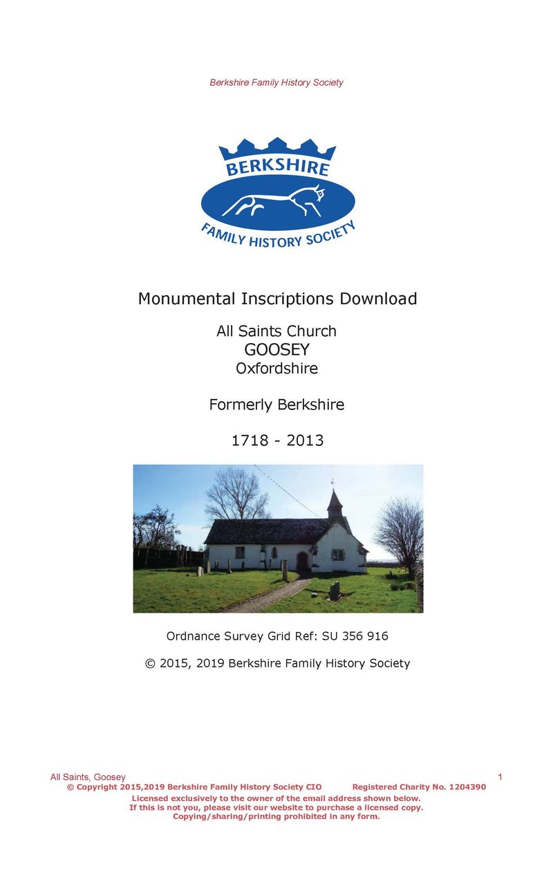 Goosey All Saints MIs 1718-2013 (Download) D1409