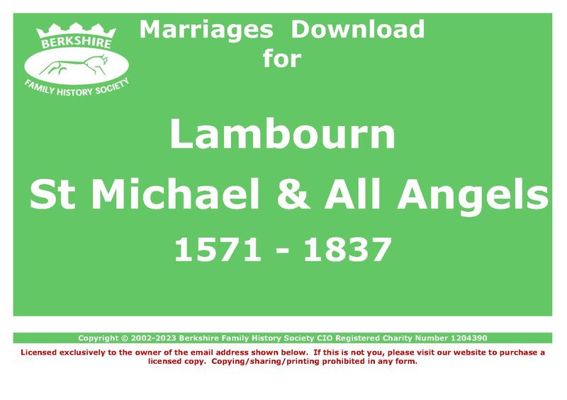 Lambourn St Michael &amp; All Angels Marriages 1571-1837 (Download) D1544