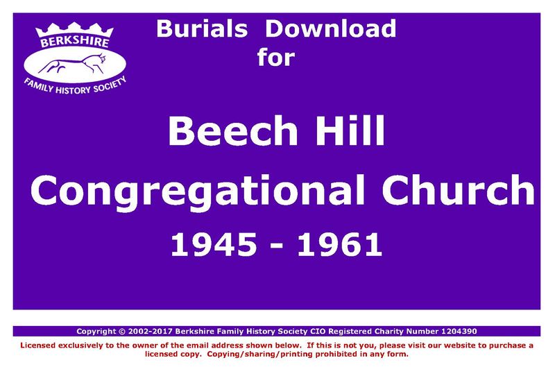 Beech Hill Congregational Church Burials 1945-1961 (Download) D1024