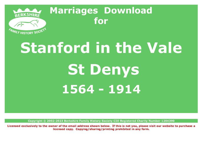Stanford in the Vale St Denys Marriages 1564-1914 (Download) D1386