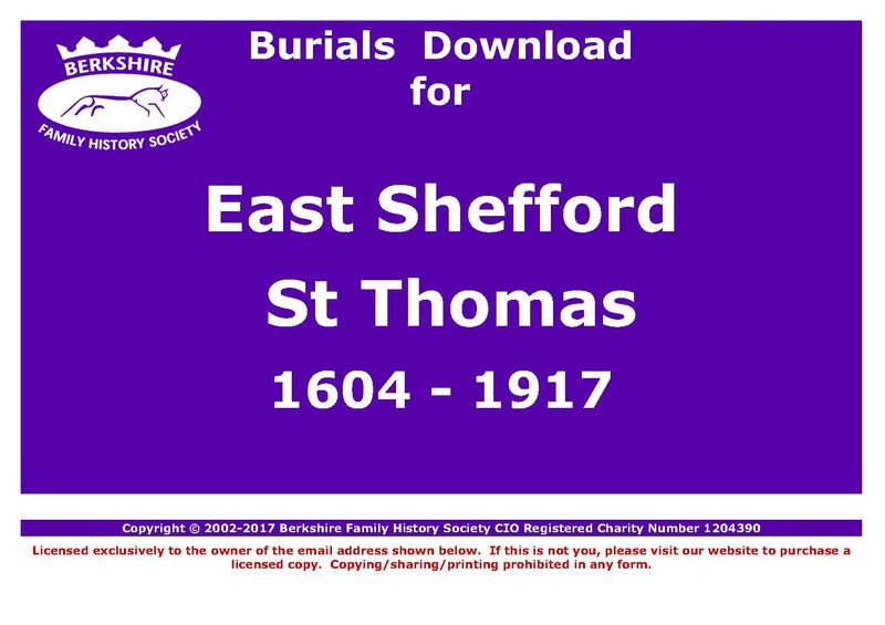 East Shefford St Thomas Burials 1604-1917 (Download) D1081