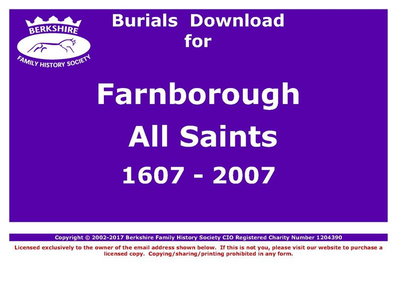Farnborough All Saints Burials 1607-2007 (Download) D1090