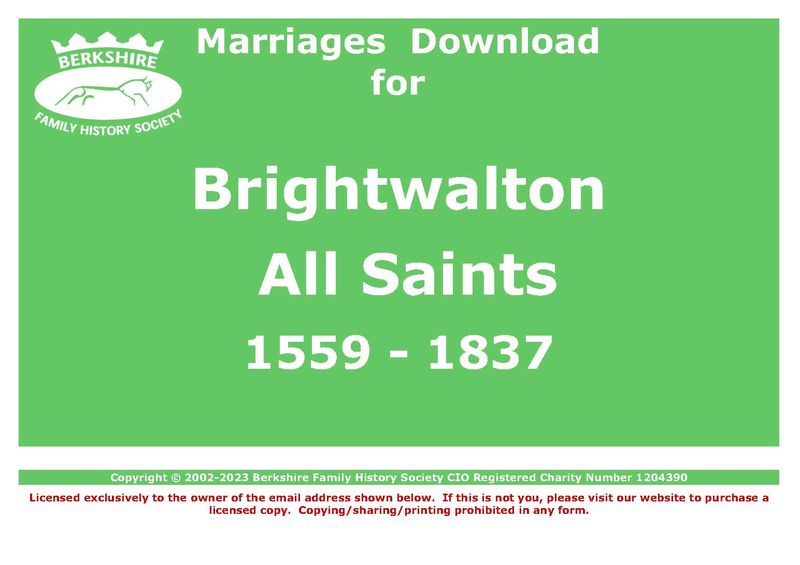 Brightwalton All Saints Marriages 1559-1837 (Download) D1488