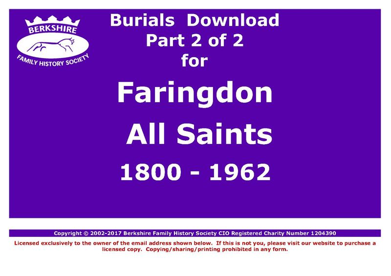 Faringdon All Saints Burials 1800-1962 (Download) D1283