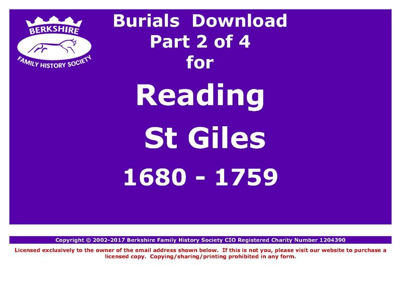 Reading St Giles Burials 1680-1759 (Download) D1329