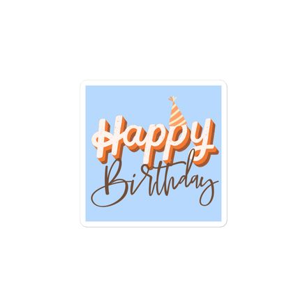 Happy Birthday Sticker 3&quot;x3&quot; (blue)