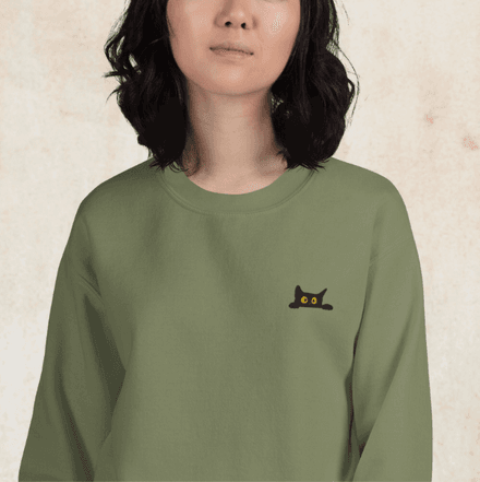 Peeking Cat Unisex Embroidered Hoodie