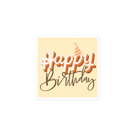 Happy Birthday Sticker 3&quot;x3&quot; (yellow)