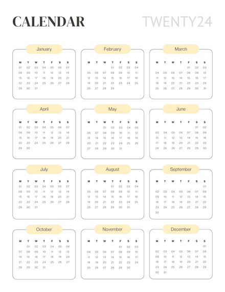Simple 2023 &amp; 2024 Calendar for Bullet Journal 