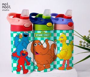 Snuffy Yellow Bird Cookie Monster Sesame Street 12oz Kids Sippy Tumbler Design
