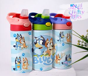 Bluey Cartoon 12oz Kids Sippy Tumbler Wrap Design