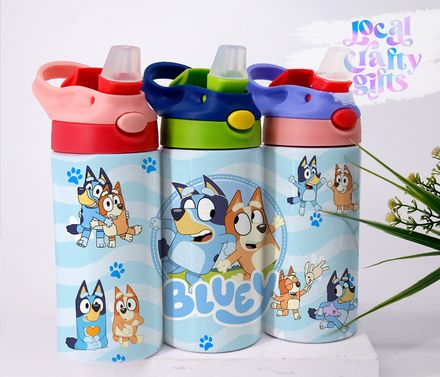 Bluey Cartoon 12oz Kids Sippy Tumbler Wrap Design